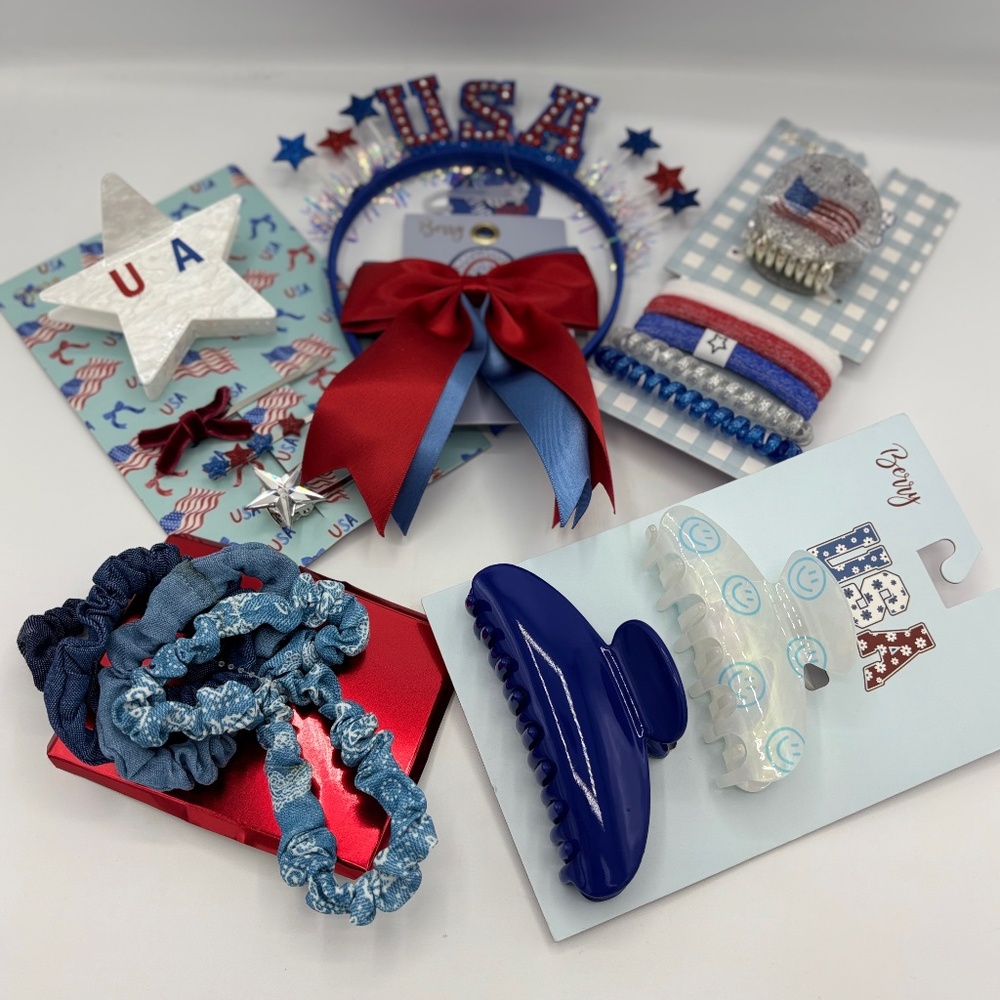 6 PC Berry Patriotic Hair Accessories Bundle NEW